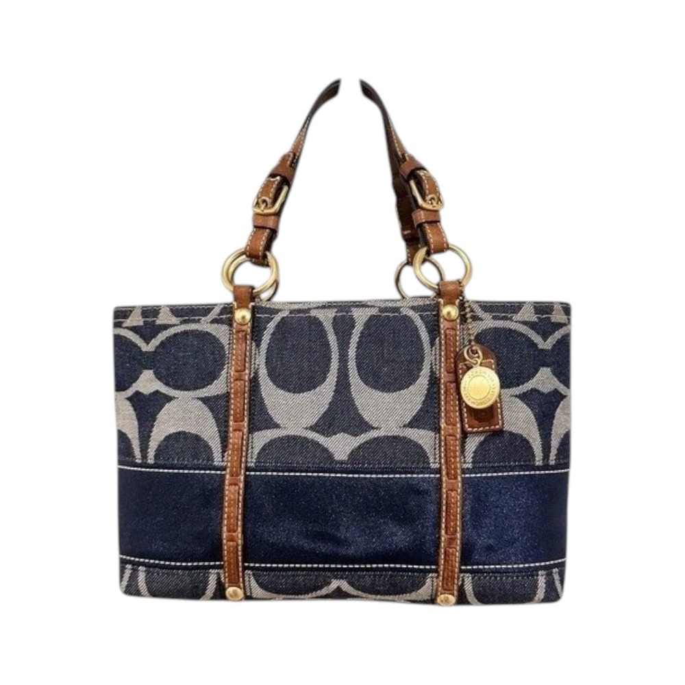 Coach Legacy Signature Denim Heritage Stripe Mini Tote Bag 11178
